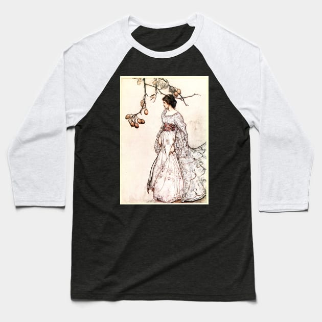 Looking very undancey indeed - Peter Pan in Kensington Gardens - Arthur Rackham Baseball T-Shirt by forgottenbeauty